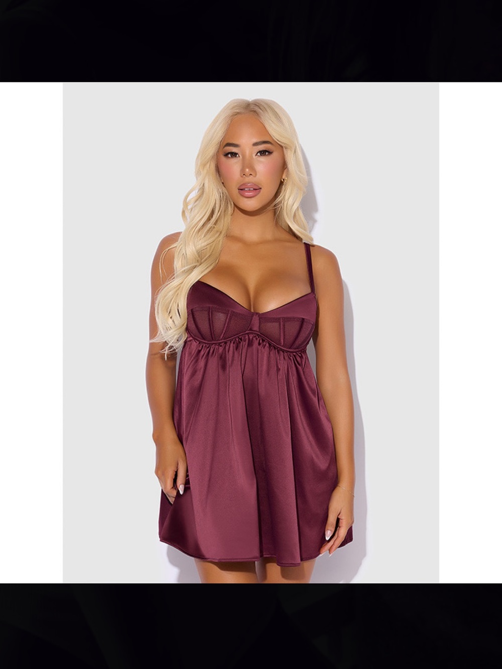 Silky Burgundy Chemise with Underwire Cups